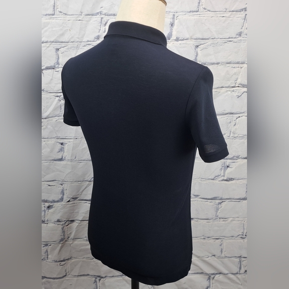 Burberry Men's Polo Shirt Navy Fine Mesh Gold Metal Equestrian Knight XS - Picture 12 of 16